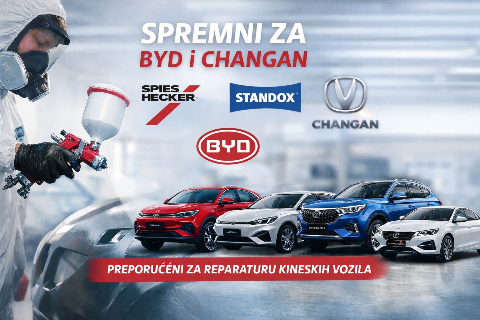 Kolaz slika saradnje brendova Spies Hecker, Standox, Changan i BYD